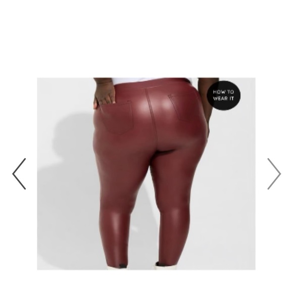 Torrid faux leather deep red leggings - Picture 2 of 5